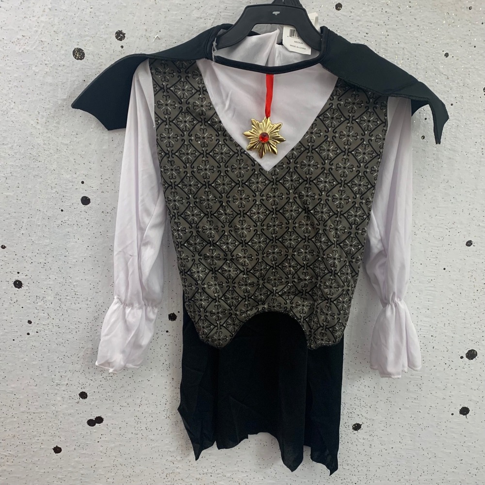Rubies Vampire Halloween Costume Top Medallion Vest Capelet Boys Medium 640403